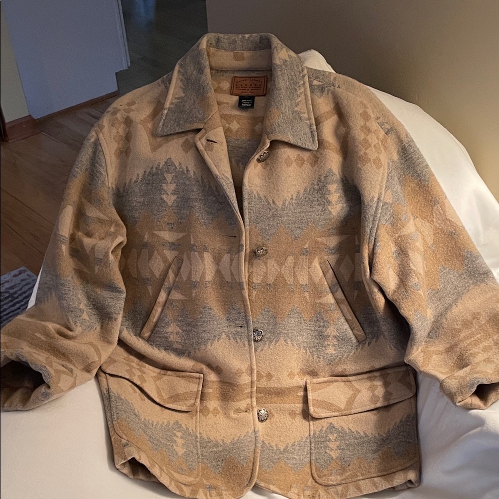 Ralph Lauren Tan and Gray Utility Jacket Size M